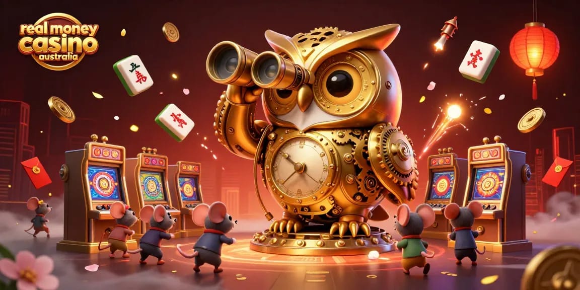 Experience the excitement of real money casino Australia with vibrant 3D casino elements and characters.