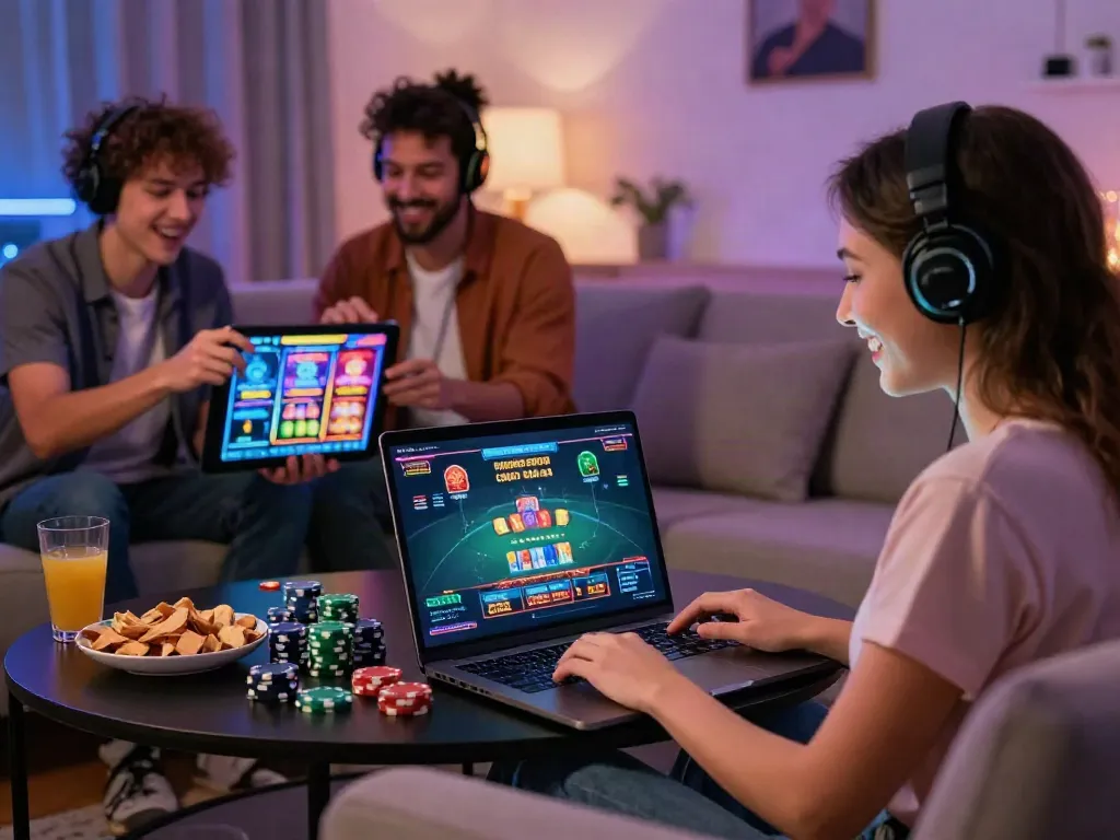 Players enjoying online credit card casinos with engaging games and vibrant surroundings.