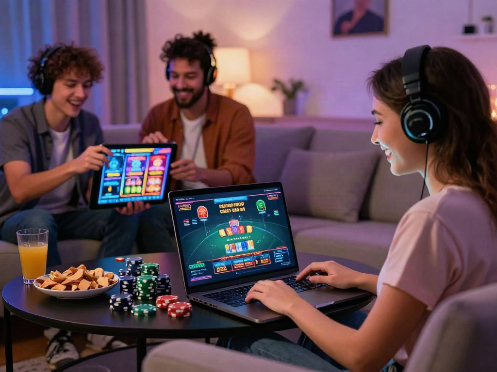 Players enjoying online credit card casinos with engaging games and vibrant surroundings.