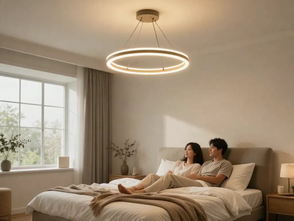 Lustra dormitor modernă din LED, decor elegant, serviciu local de calitate.