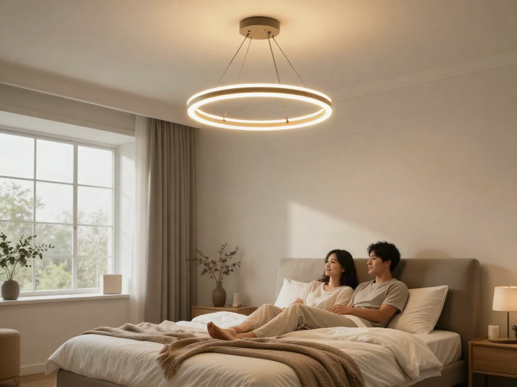 Lustra dormitor modernă din LED, decor elegant, serviciu local de calitate.