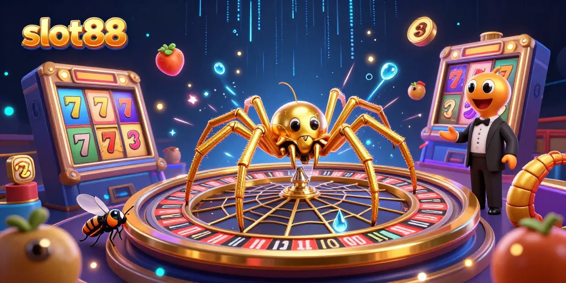 Experience thrilling jackpots at slot88 with a bustling 3D casino scene featuring playful characters.