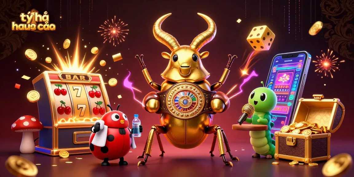 Bet on tỷ lệ nhà cái with a dynamic scene of a boxing beetle and casino elements in action.